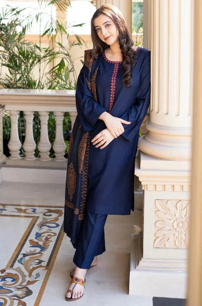 Sapphire D-200 Embroidered Dhanak 3pc