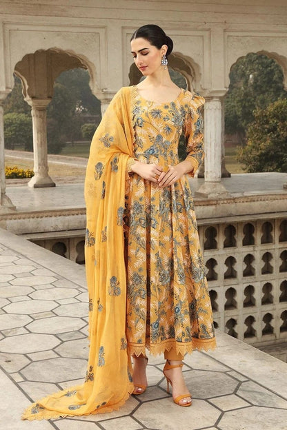 Bareeze D-355 Musturd Embroidered Lawn 3pc