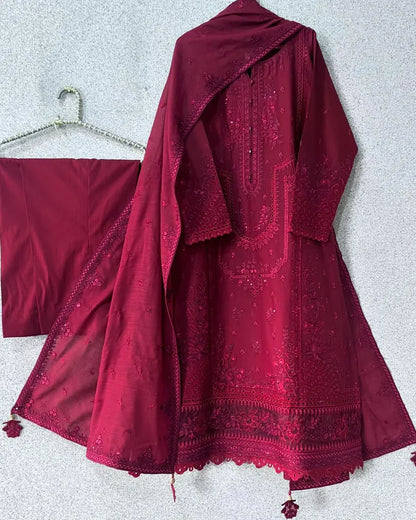 Zarqash D-210 Embroidered Dhanak 3pc