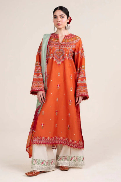 Crossstitch Embroidered lawn Three Piece
